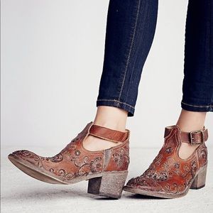 Free People Real Leather Boots with Velvet Accents